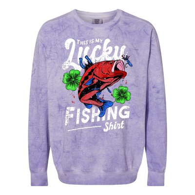 This Is My Lucky Fishing Shirt Colorblast Crewneck Sweatshirt