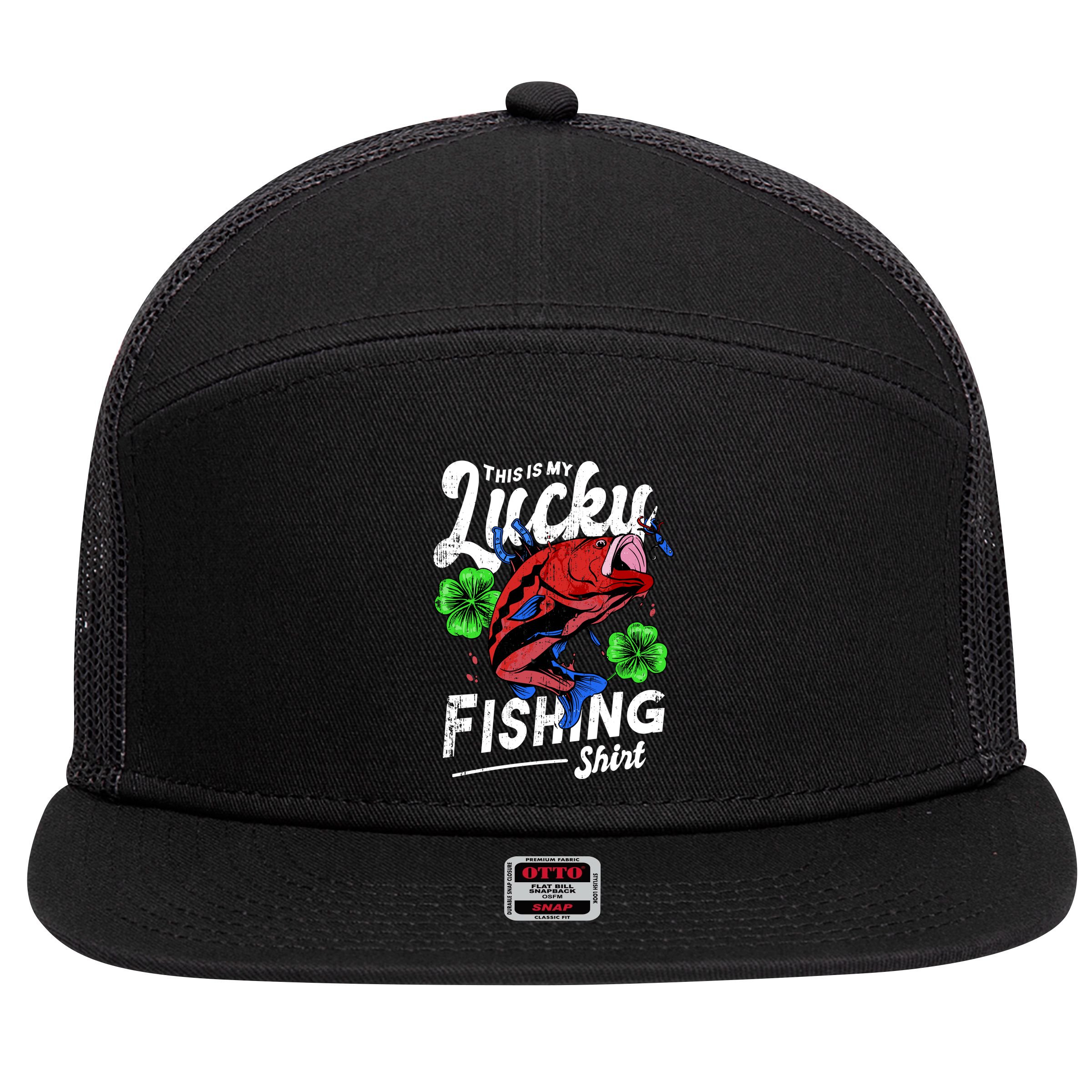 This Is My Lucky Fishing Shirt 7 Panel Mesh Trucker Snapback Hat