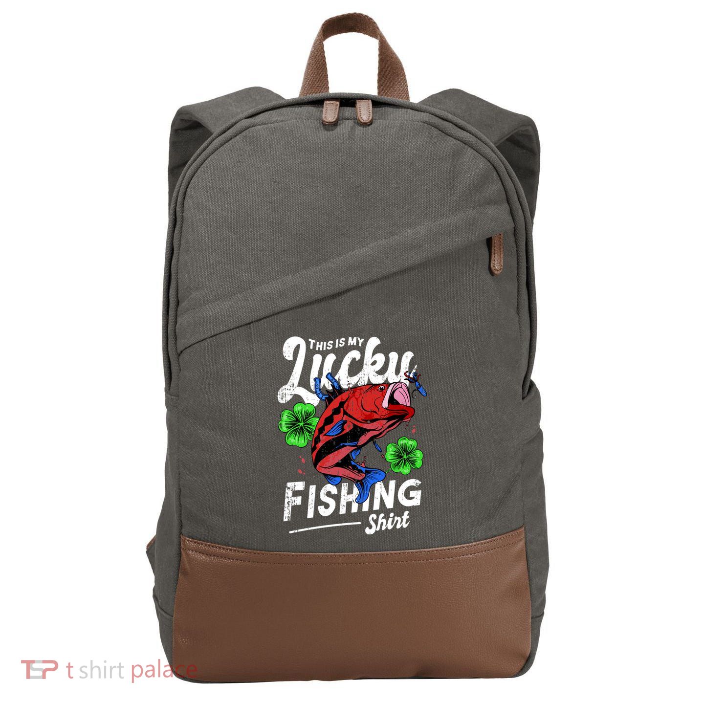 This Is My Lucky Fishing Shirt Cotton Canvas Backpack