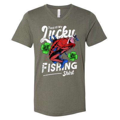 This Is My Lucky Fishing Shirt V-Neck T-Shirt