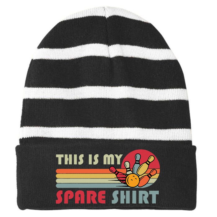 This Is My Spare Bowling Bowler Striped Beanie with Solid Band