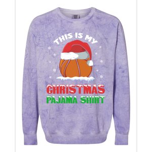 This Is My Christmas Pajama Funny Cute Basketball Santa Gift Colorblast Crewneck Sweatshirt