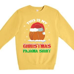 This Is My Christmas Pajama Funny Cute Basketball Santa Gift Premium Crewneck Sweatshirt