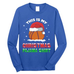 This Is My Christmas Pajama Funny Cute Basketball Santa Gift Long Sleeve Shirt