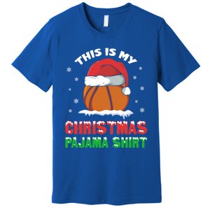 This Is My Christmas Pajama Funny Cute Basketball Santa Gift Premium T-Shirt