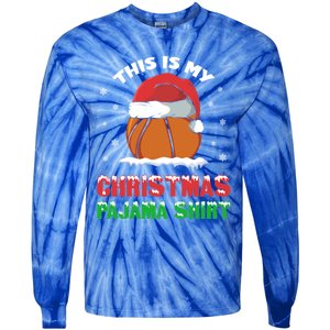 This Is My Christmas Pajama Funny Cute Basketball Santa Gift Tie-Dye Long Sleeve Shirt