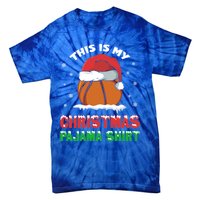 This Is My Christmas Pajama Funny Cute Basketball Santa Gift Tie-Dye T-Shirt