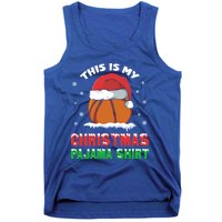 This Is My Christmas Pajama Funny Cute Basketball Santa Gift Tank Top