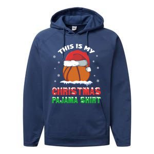 This Is My Christmas Pajama Funny Cute Basketball Santa Gift Performance Fleece Hoodie