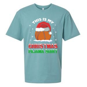 This Is My Christmas Pajama Funny Cute Basketball Santa Gift Sueded Cloud Jersey T-Shirt