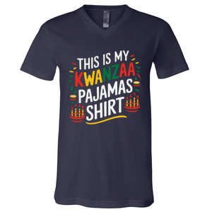 This Is My Kwanzaa Pajamas Kinara Funny African American V-Neck T-Shirt