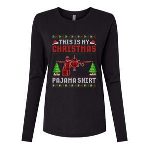 This Is My Christmas Pajama Flight Attendant Ugly Gift Womens Cotton Relaxed Long Sleeve T-Shirt