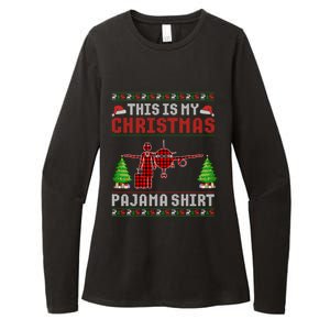 This Is My Christmas Pajama Flight Attendant Ugly Gift Womens CVC Long Sleeve Shirt