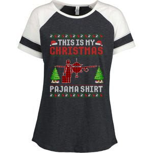 This Is My Christmas Pajama Flight Attendant Ugly Gift Enza Ladies Jersey Colorblock Tee