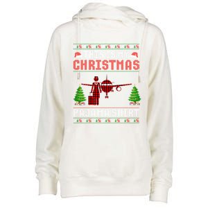 This Is My Christmas Pajama Flight Attendant Ugly Gift Womens Funnel Neck Pullover Hood