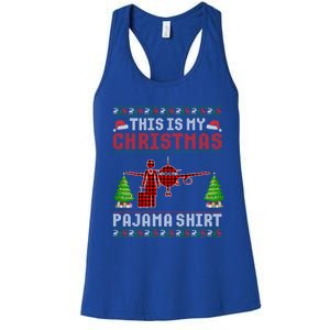 This Is My Christmas Pajama Flight Attendant Ugly Gift Women's Racerback Tank