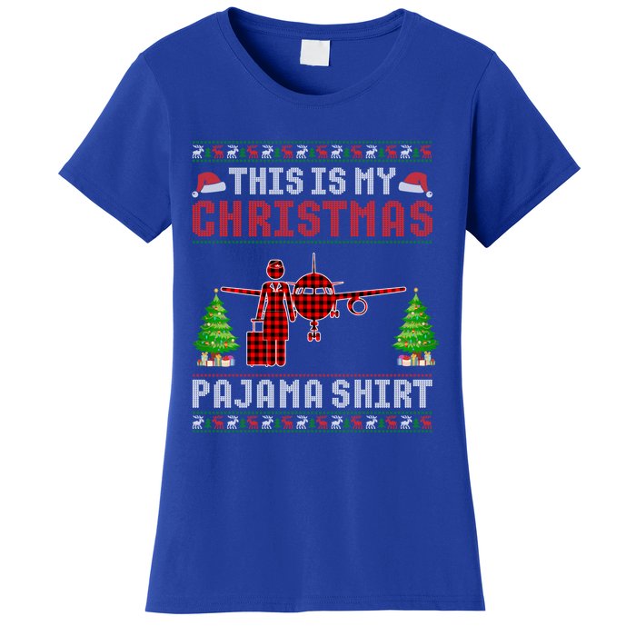 This Is My Christmas Pajama Flight Attendant Ugly Gift Women's T-Shirt