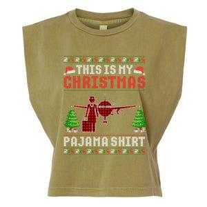 This Is My Christmas Pajama Flight Attendant Ugly Gift Garment-Dyed Women's Muscle Tee