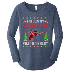 This Is My Christmas Pajama Flight Attendant Ugly Gift Women's Perfect Tri Tunic Long Sleeve Shirt