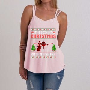 This Is My Christmas Pajama Flight Attendant Ugly Gift Women's Strappy Tank