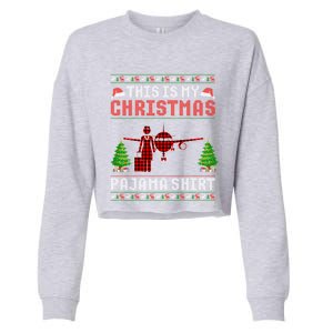 This Is My Christmas Pajama Flight Attendant Ugly Gift Cropped Pullover Crew