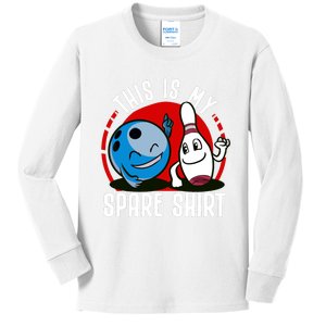 This Is My Spare Bowling Alley Gutter Pins Bowling Kids Long Sleeve Shirt