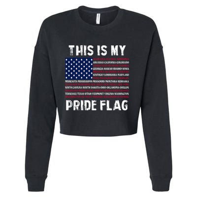 This Is My Pride Flag USA US Flag Patriotic Cropped Pullover Crew