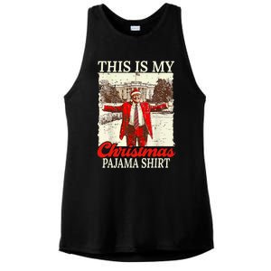 This Is My Christmas Pajamas Christmas Santa Trump Xmas Ladies PosiCharge Tri-Blend Wicking Tank