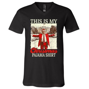 This Is My Christmas Pajamas Christmas Santa Trump Xmas V-Neck T-Shirt