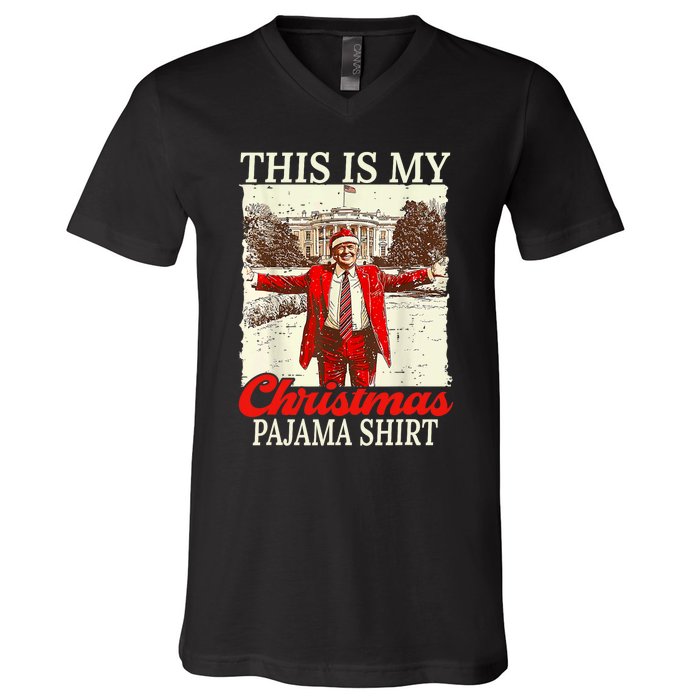 This Is My Christmas Pajamas Christmas Santa Trump Xmas V-Neck T-Shirt