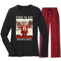 This Is My Christmas Pajamas Christmas Santa Trump Xmas Women's Long Sleeve Flannel Pajama Set 