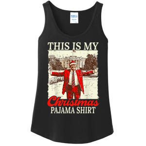 This Is My Christmas Pajamas Christmas Santa Trump Xmas Ladies Essential Tank