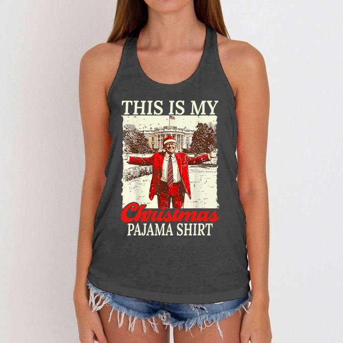 This Is My Christmas Pajamas Christmas Santa Trump Xmas Women's Knotted Racerback Tank