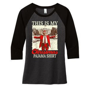 This Is My Christmas Pajamas Christmas Santa Trump Xmas Women's Tri-Blend 3/4-Sleeve Raglan Shirt