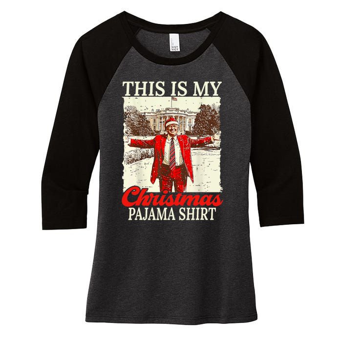 This Is My Christmas Pajamas Christmas Santa Trump Xmas Women's Tri-Blend 3/4-Sleeve Raglan Shirt