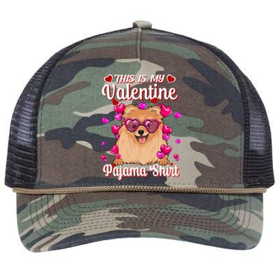 This Is My Valentine Pajama Gift Pomeranian Lovers Gift Retro Rope Trucker Hat Cap