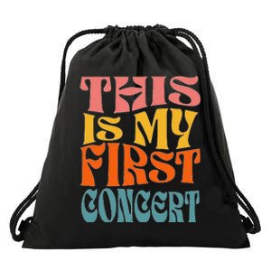 This Is My First Concert Music Event Retro Groovy Drawstring Bag