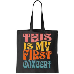 This Is My First Concert Music Event Retro Groovy Tote Bag