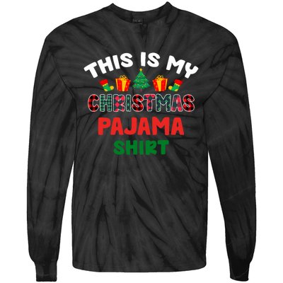 This Is My Christmas Pajama Xmas Matching Women Pjs Tie-Dye Long Sleeve Shirt