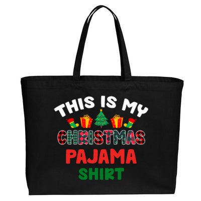 This Is My Christmas Pajama Xmas Matching Women Pjs Cotton Canvas Jumbo Tote