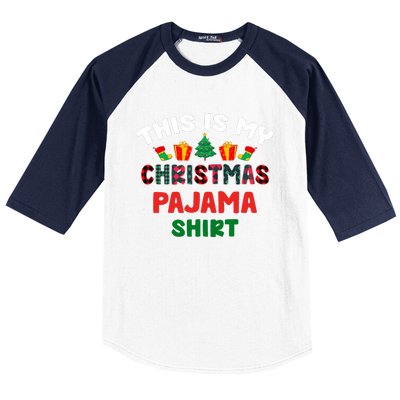 This Is My Christmas Pajama Xmas Matching Women Pjs Baseball Sleeve Shirt