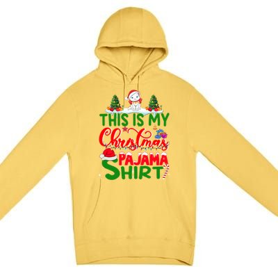 This Is My Christmas Pajama Gift Cat Santa Hat Christmas Cool Gift Premium Pullover Hoodie