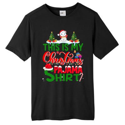 This Is My Christmas Pajama Gift Cat Santa Hat Christmas Cool Gift Tall Fusion ChromaSoft Performance T-Shirt