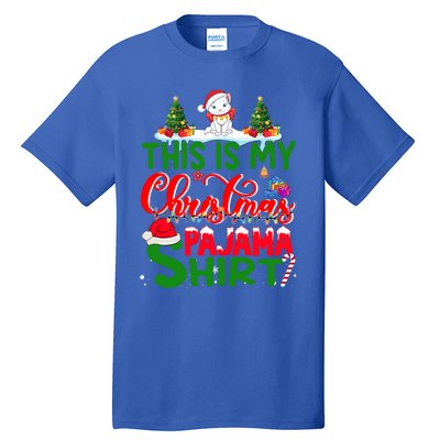 This Is My Christmas Pajama Gift Cat Santa Hat Christmas Cool Gift Tall T-Shirt