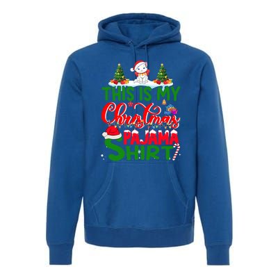 This Is My Christmas Pajama Gift Cat Santa Hat Christmas Cool Gift Premium Hoodie