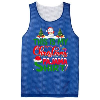 This Is My Christmas Pajama Gift Cat Santa Hat Christmas Cool Gift Mesh Reversible Basketball Jersey Tank