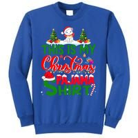 This Is My Christmas Pajama Gift Cat Santa Hat Christmas Cool Gift Tall Sweatshirt