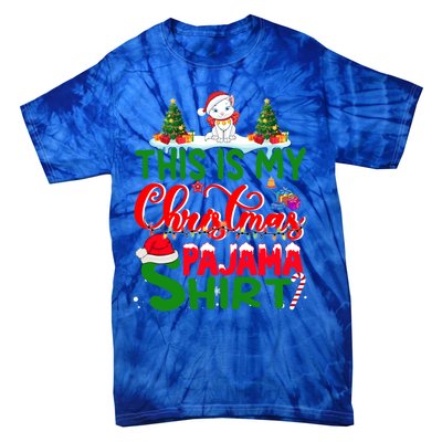 This Is My Christmas Pajama Gift Cat Santa Hat Christmas Cool Gift Tie-Dye T-Shirt