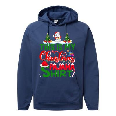 This Is My Christmas Pajama Gift Cat Santa Hat Christmas Cool Gift Performance Fleece Hoodie