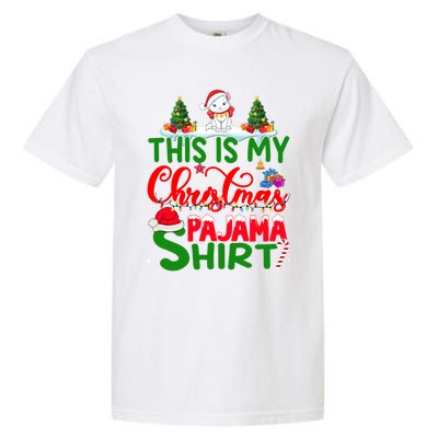 This Is My Christmas Pajama Gift Cat Santa Hat Christmas Cool Gift Garment-Dyed Heavyweight T-Shirt